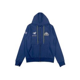 大量訂製長袖寶藍色拉鏈衛衣褸  個人設計繡花LOGO馬術匯演  撞色抽繩衛衣 36% cotton 58% polyester 6% spandex JQ9028A  Z610 大量訂製長袖寶藍色拉鏈衛衣褸  個人設計繡花LOGO馬術匯演  撞色抽繩衛衣 36% cotton 58% polyester 6% spandex JQ9028A  Z610